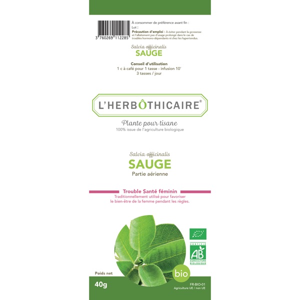 L'Herbôthicaire Tisane Sauge Bio 40g